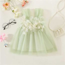 Girl's Dresses Newborn Infant Baby Girls Princess Dress 3D Flower Sleeveless Sling Dress Summer Layered Tulle Cute Toddler birthday DressL2404