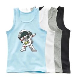 Tees 2023 Toddler Kid Clothes Summer Cotton Vest Top Boys Sleeveless Cartoon Dabbing Astronaut Tshirt Children Singlets