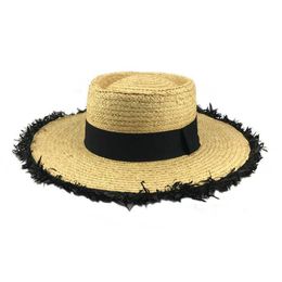 Wide Brim Hats Bucket Hats Fedora Summer Straw Hat for Women Fashion Raffia Sunhat Large-brimmed Hat Y240425