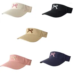 Wide Brim Hats Fashion Open Top Sun Hat For Girl Embroidery Bows Sunproof Spring Baseball Outdoor Sport Activity