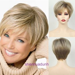 Wigs and hair pieces Wig women fashion gold slant bangs short straight wig set Xuchang 0081