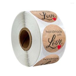 Gift Wrap G6DA 500pcs/roll Kraft Handmade With Love Heart Stickers Seal Labels Scrapbooking Decoration Stationery