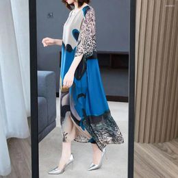 Party Dresses Summer Midi Dress Stylish Mid-calf Length For Women O Neck Half Sleeve With Colour Matching Commute