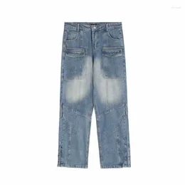 Women's Jeans Style Multi Pocket Work Clothes Straight Tube Loose Hip Hop Button Long Pants Women Y2k