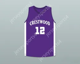 CUSTOM Name Mens Youth/Kids PLAYER 12 CRESTWOOD HIGH SCHOOL KNIGHTS PURPLE BASKETBALL JERSEY TOP Stitched S-6XL