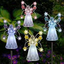 124Pcs Solar Angel Garden Light Outdoor Waterproof Fairy Landscape Cemetery Decorations LED Stake Lawn Yard Lamp 240425