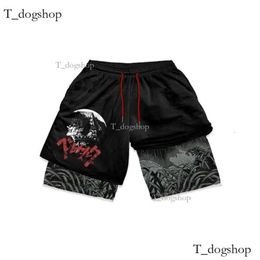 Y2k Hellstar Men's Designer Shorts Black Anime Berserk Manga Print Gym Compression Stretchy Sports Quick Dry Fitness Workout Summer 589