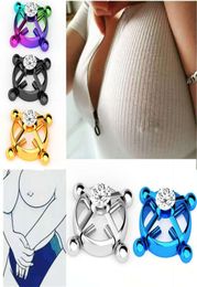 2pcs Zircon Titanium Steel Gaby Adjustable Screw Fake Nipple Ring Non Piercing Body Jewellery For Women Faux Round Adult Game9116902