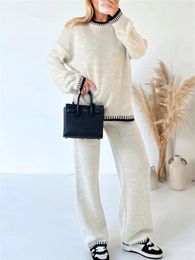 Women's Two Piece Pants Women 2 Pieces Pant Sets Knitted Pullovers Tops Sweaters Long Cozy And Stylish Casual Loose Fit Outfits Loungewear