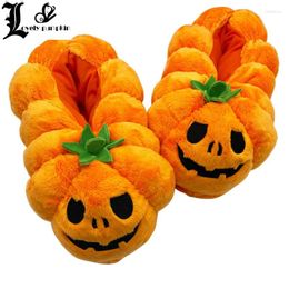 Slippers Halloween Pumpkin Couple Cotton Home 2024 Winter Indoor Cartoon Platform Slides Girls