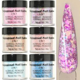 Liquids 30ml Gradient Glitter Acrylic Nail Powder,Nails Dip/Extension 2in1 Crystal powder,126Color Holo Chunky glitter acrylic powder%J3