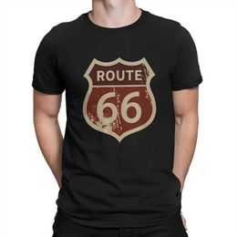 Herren-T-Shirts U S Route 66 Brown Zeichen T-Shirt Homme Mens Tees Polyester T-Shirt für Männer T240425