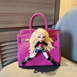 designer women bag keally Crocodile Pattern Dark Punk Spicy Girl Doll Trendy Cool Tote Bag Handbag Crossbody