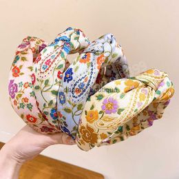 Vintage Cloth Embroidery Knot Hairband Hair Hoop Fashion Wide-Brim Headband Women Hair Accessories