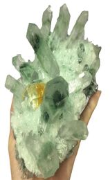 DingSheng Green Phantom Quartz Cluster Citrine Wand Point Natural Druzy Pointy Garden Inclusion Crystal Minerals Specimen2575905