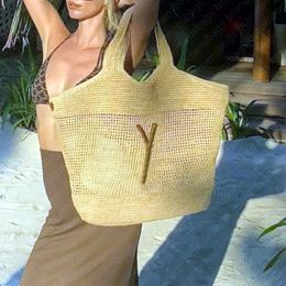 ICARE raffias straw Totes Designer Bag Women Luxury vacation Handbag Hand Straw Bag High Quality Beach Bag Large Capacity Totes Shopping Bag Detachable Glasses Bag