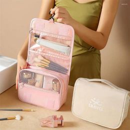 Cosmetic Bags Zipper PU Leather Hook Bag Simple Letter Handbag Makeup Pouch Storage Tote Travel Washbag