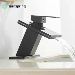 Bathroom Sink Faucets Black Glass Waterfall Faucet Basin Painting And Cold Mixer Tap Water