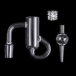 Smoking New Diamond Knot Loop Quartz Banger With Bubbler Carb Cap Insert 10mm 14mm 18mm Recycler Banger Nails For Glass Bongs ZZ