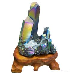 1pcs 100150g natural beautiful reiki quartz crystal bismuth titanium Electroplated crystal cluster for a gift or transshipmentfl6536795
