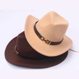 Wide Brim Hats Bucket Hats MAN HAT Cowboy Hat Fedoras For Women Belt Fashion Church Hat Black Hat Wide Brim Fedoras Jazz Cap Autumn Winter Hat Panama 2021 Y240425