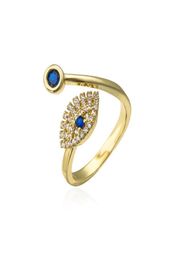 S2458 Fashion Jewelry Evil Eye Ring Women039s Inlaid Zircon Opening Adjustable Blue Eyes Rings7417160