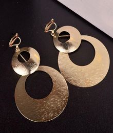 JIO New Design hyperbole Large Double Circle Clip on Earrings Non Piercing for Women Party Wedding Elegant Accessories7129275