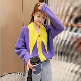 Women's Knits Autumn And Winter Ladies Casual Sweater Cute Cardigan Style 2024 Long Collar Lapel Knitted Coat Top Pink