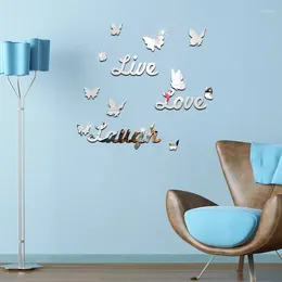 Wall Stickers 2024 Europe Fashion Home Decoration Butterfly Surface Mirror 3d Living Room Pattern Diy Furniture