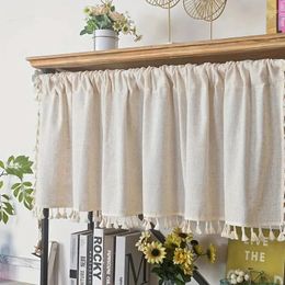 Curtain Boho Linen Valance For Kitchen Flowers Macrame Curtains With Tassels Short Window Cover Cabinet Home Decor Rod Pocket