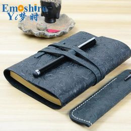 Emoshire Handmade DIY Carved Genuine Leather Notebook Laptop Notepad Custom Vintage Classic N116