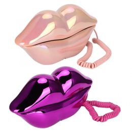 Accessories WX3016 Mouth's Lips Shape Telephone Desktop Telephone Landline Colorful Electroplating Phone For