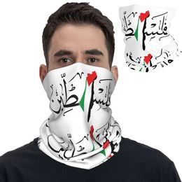 Fashion Face Masks Neck Gaiter Palestine Arabic Calligraphy Name Palestinian Bandana Neck Cover Printed Balaclavas Face Scarf Warm Headwear Runn Y240425SZIV