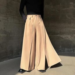 Men's Pants Men Japanese Streetwear Vintage Splice Ribbons Loose Casual Samurai Wide Leg Man Gothic Skirt Trousers Stage Clothes