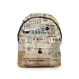 Backpack Hip Hop Old Spaper School Bags Boys Girls Mini Travel Bag 3D Oxford Waterproof Notebook Shoulder Backpacks