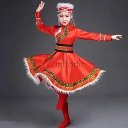 Stage Wear childrens mongolian dance costumes for girls chinese clothing stage performance folk dance wear new year d240425