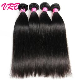 Wigs Wigs VRBest Straight Human Hair 4 Bundles / Lot Brazilian Hair 28 30 32 34 Inch 100% Human Hair Weave Natural Color