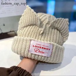 Designer Hat Lover Boy Beanie Hat Beanieskull Caps Lover Boy Pig Ear Knit Hat Doublelayer Warm Cat Woolen Cute Fashion Lover Boy Hat Cap Niche Hiphop Personality 7716