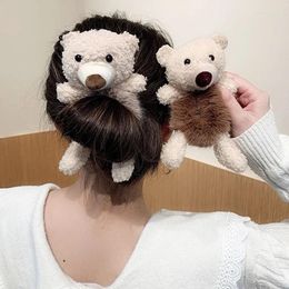 Hair Accessories Lovely Sweet Bear Bands Women Girls Plush Scrunchie Ponytail Elastic Headband