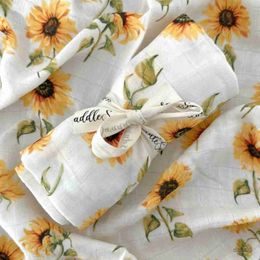 Blankets Swaddling Bamboo Baby Blanket Soft Printed Infant Towel Wrap 120x120cm Cotton Baby Muslin Swaddle Blanket Bedding Mother Kids