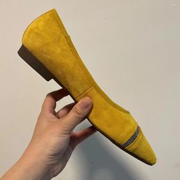 Casual Shoes Hand-made Cashmere Pointed Flat Lemon Yellow Comfortable And Versatile Four-season