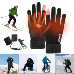 Gloves Touch Screen Electric Heated Hand Warmer NonSlip USB Rechargeable Heating Thermal Gloves Soft 2 Finger Heated Gloves Windproof