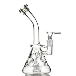 Clear 9Inch Water Pipe Swiss Percolator Showerhead Recycler Glass Bong with Glass Bowl 14mm Female Joint MFE09