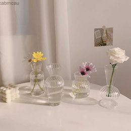 Vases Nordic Glass Vase Decorative Glass Flowers Bottle Transparent Hydroponic Plant Flowers Pot Wedding Room Decor Desktop Ornament