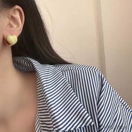 Dangle Chandelier Korean Metal Double Sided Heart Earrings For Women Girls Minimalist Design Smooth Heart-Shaped Ear Buckle Wedding Jewellery Gifts