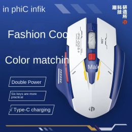 Mice Inphic M6P Mecha Verizon Wireless 2.4G Mouse Mechanical Gaming Mute Suitable for Laptop Desktop Office Home with Infineon Set