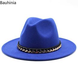 Wide Brim Hats Bucket Hats High-Quality Casual fashion Men Women Wide Brim Wool Felt Fedora Panama Hat Buckle Jazz Trilby Cap Party Formal Top Hat 2020 New Y240425