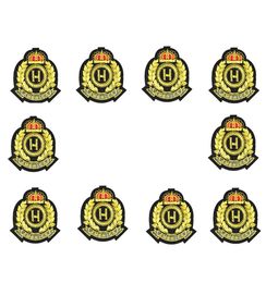 10PCS golden H crown badge embroidery patches for clothing iron patch for clothes applique sewing accessories on clothes iron on p7235139