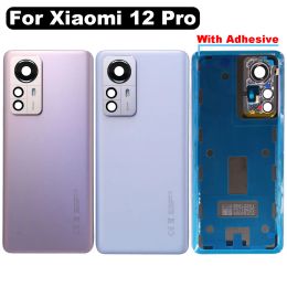 Frames Original Battery Cover for Xiaomi Mi 12 Pro, Back Glass Door Housing with Camera Frame Lens, Adhesive Replacements