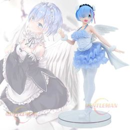 Action Toy Toy Vigures anime re Life في عالم مختلف من الصفر الياباني اللطيف الملاك REM REM 23cm PVC Action Figure collection Collection Model Doll Y240425K76O